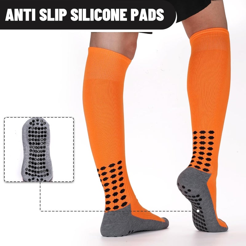 Regilt 3 Pairs Grip Soccer Socks Men Cushioned Non Slip Football Basketball Sports Socks Knee High Long Socks - Image 4